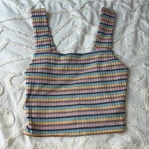 American Eagle Striped Square Neck Tank Top